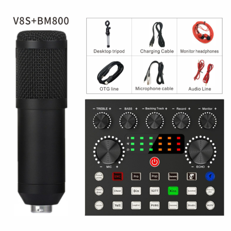 Горячая продажа Amazon USB V8 V8S звуковая карта BM-800 Starter Kit K1 Звуковая Карта звуковая карта аудио-интерфейс