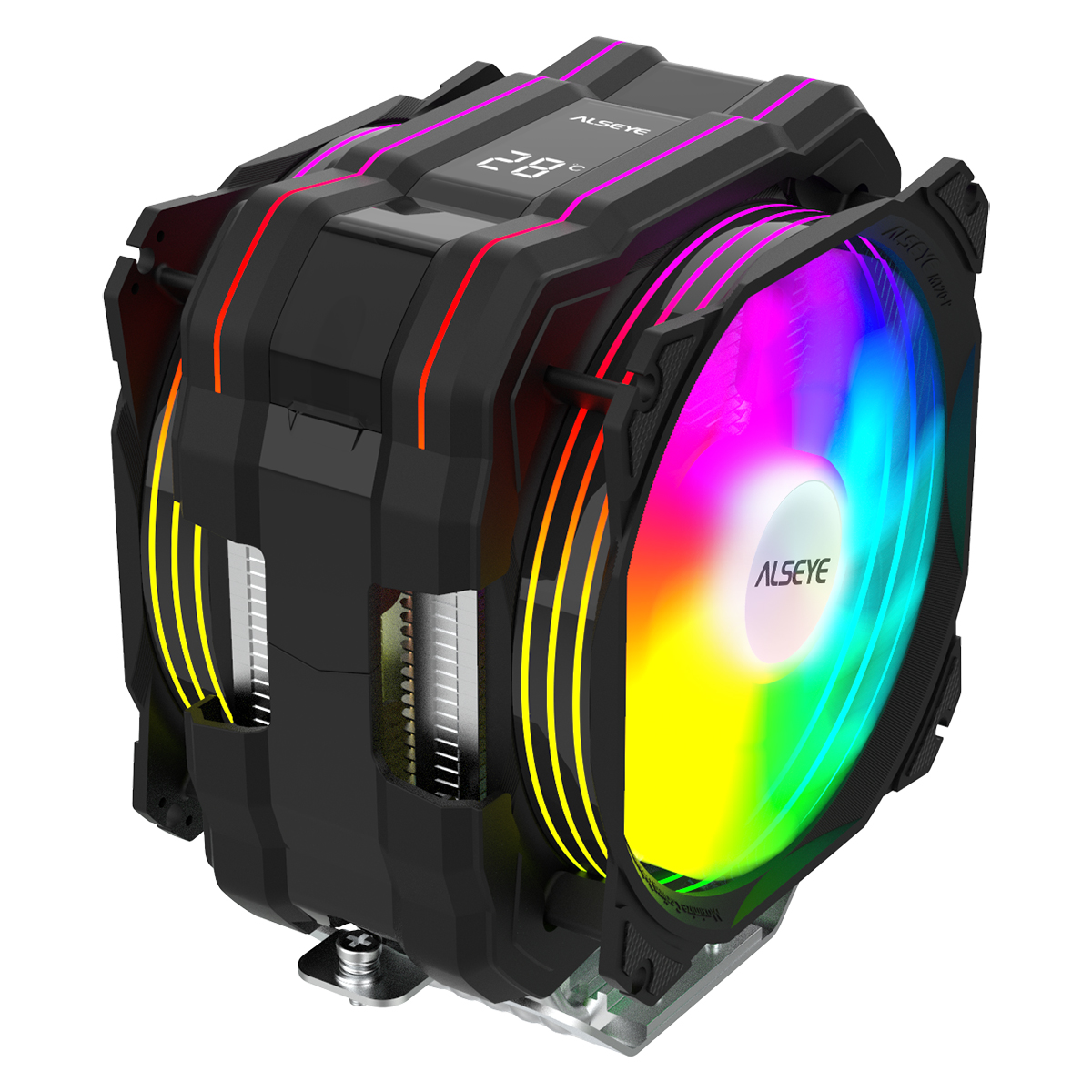 2021 Новый Alseye M120D-plus синхронизации RGB ЖК-дисплеем контроля температуры cpu кулер вентилятор охлаждения