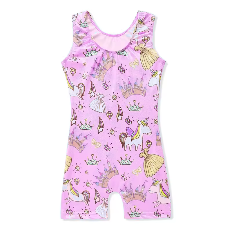 Children Horse Design Tank Rhythmic Gymnastics Practice Kids Professional Bodysuit Leotard Fairy Tales Printing Girls Jumpsuit