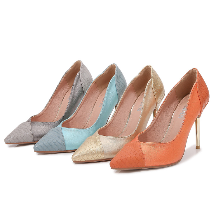 2021 fashion trend women's high heeled pumps pointed toe court shoes sexy steel heeled closed toe shoes