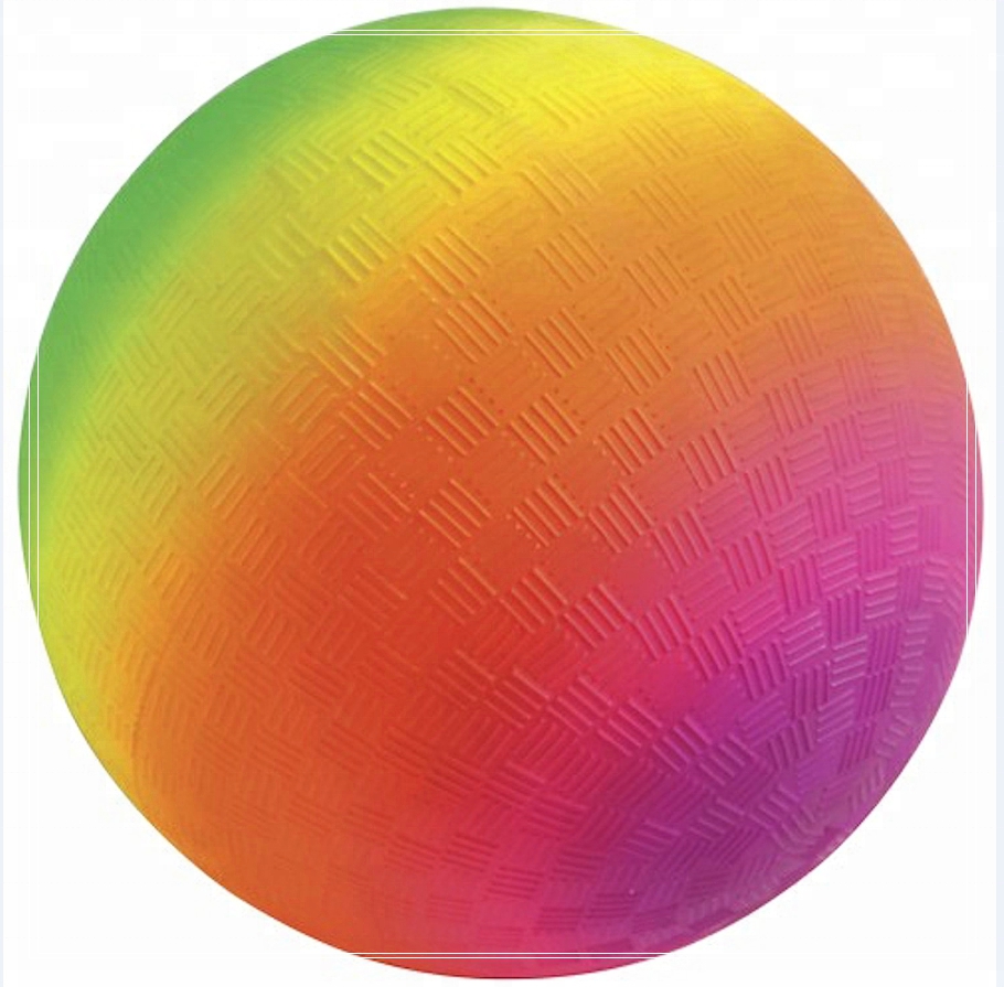 Custom LOGO 8.5 Inch Pvc Inflatable Rainbow Plastic Playground Balls For Kids Outdoor Play