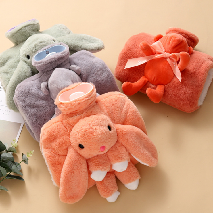Hot sale Rubber Hot Water Bottle Bag Soft Plush Cloth Cover Flannel Cover Hot Water Bottle Cover
