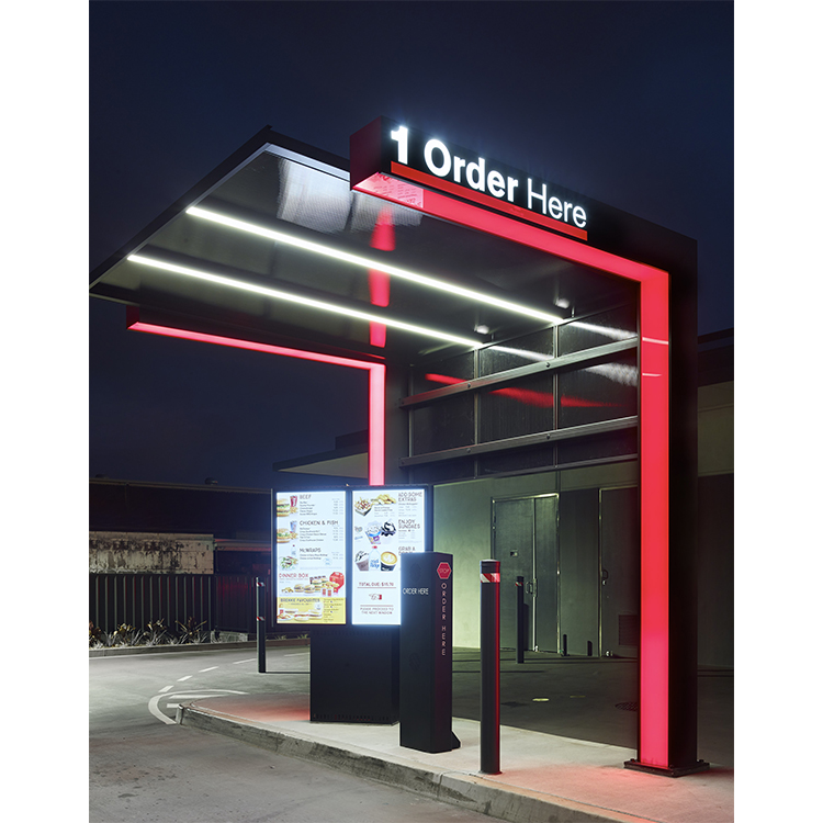 IP65 Outdoor drive through menu advertising kiosk ultra thin standing display drive thru menu board for Mcdonald restaurants