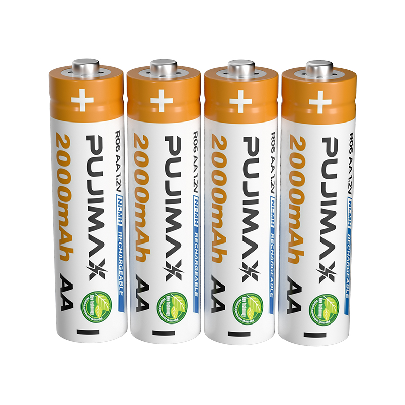 PUJIMAX High Quality Flashlight Battery 1.2V AA Batteries Rechargeable 2000mAh 4pcs CE/FCC/ROHS Certification Safe And Reliable