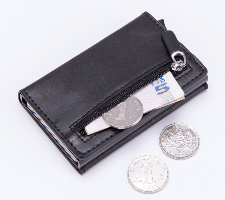 Тонкий бумажник с молнией и рукавами RFID с передним карманом минималистский бумажник держатель для карт