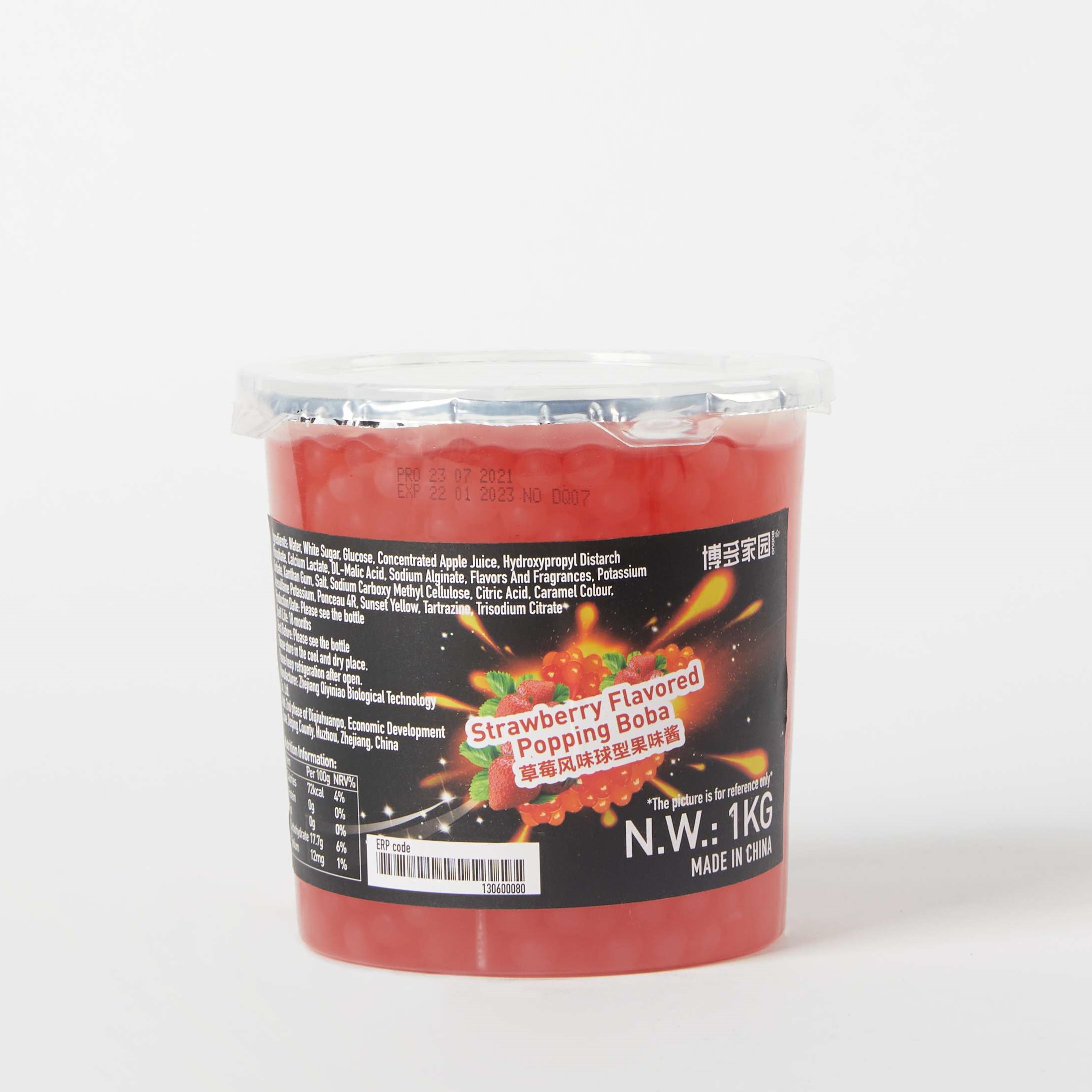 BODUO Strawberry Flavored Popping Boba Bursting Boba Fruit Juice ball 1kg Factory Direct Wholesale For Bubble Milk Tea