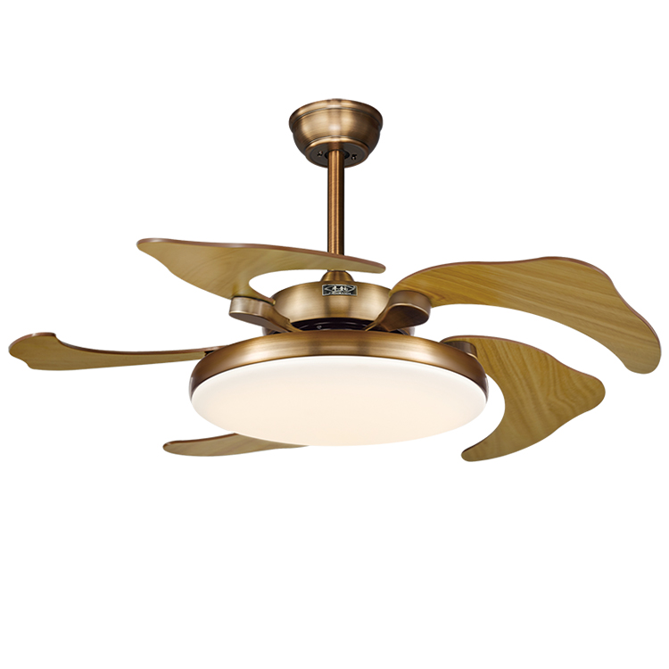 220V 110V PC bades 42inch invisible dimmable chandelier led ceiling fans ceiling fan with light