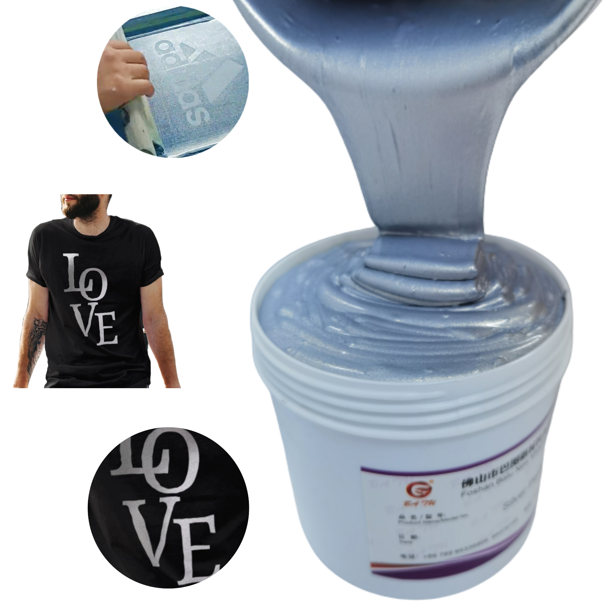 Water base silver ink for screen printing ink printing textile machine printing silver paste