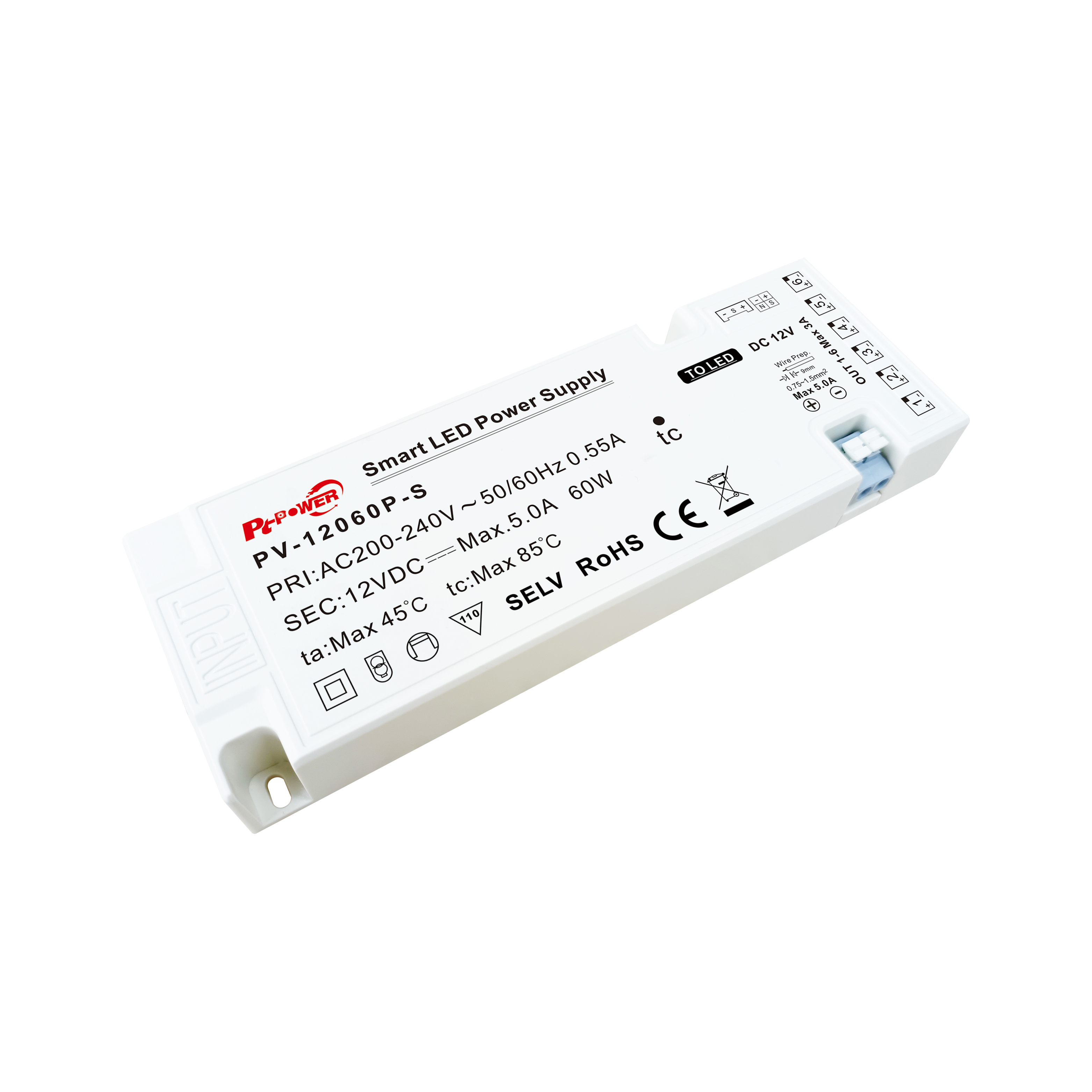 Cabinet 24V 60W Switching 100-240V Input 170*60*220mm Small Volume Transformer With Terminal Connector Led Driver