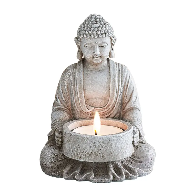 Resin zen buddha tealight candle holder