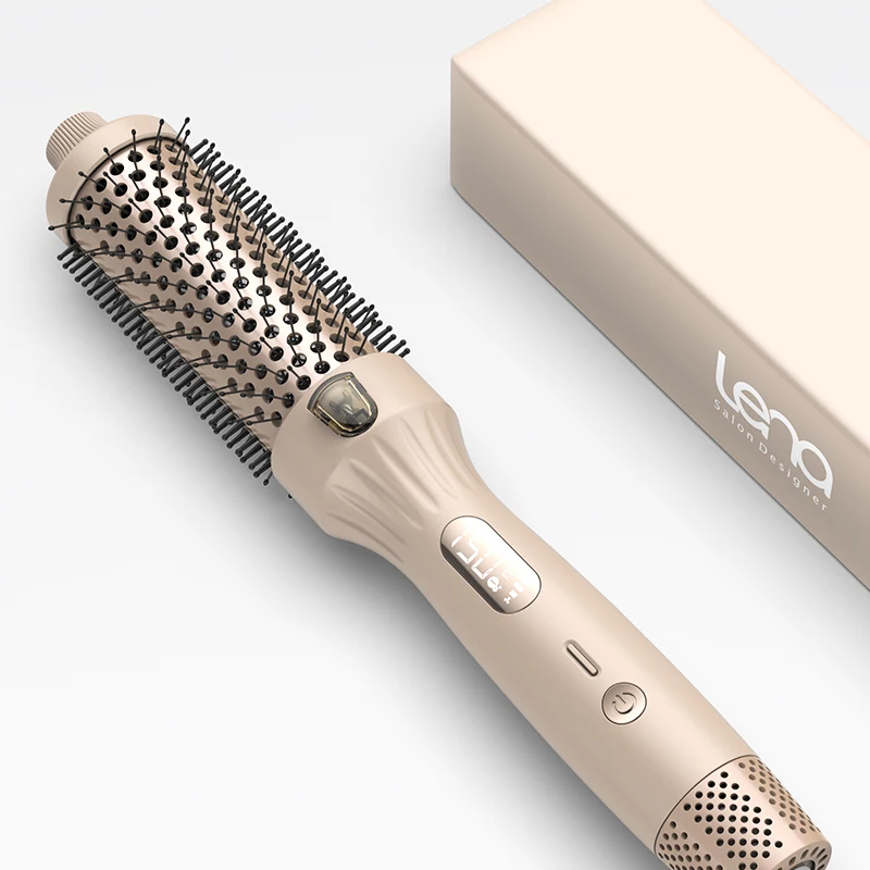 Lena Ionic 4 In1 Professional Round Electric Hair Rotating Blow One Step Dryer Brush Comb Hot Air Brush