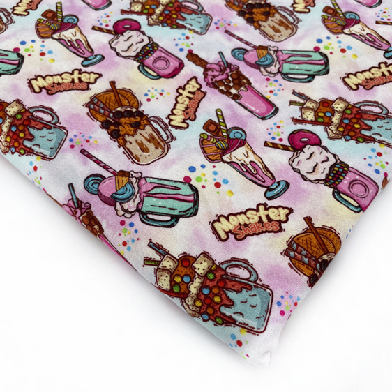 Hot Sale 95% Cotton 5% Spandex Custom Ice Cream Design Cotton Cut Pieces Fabric Digital Fabric Printing Cotton Lycra By The Yard