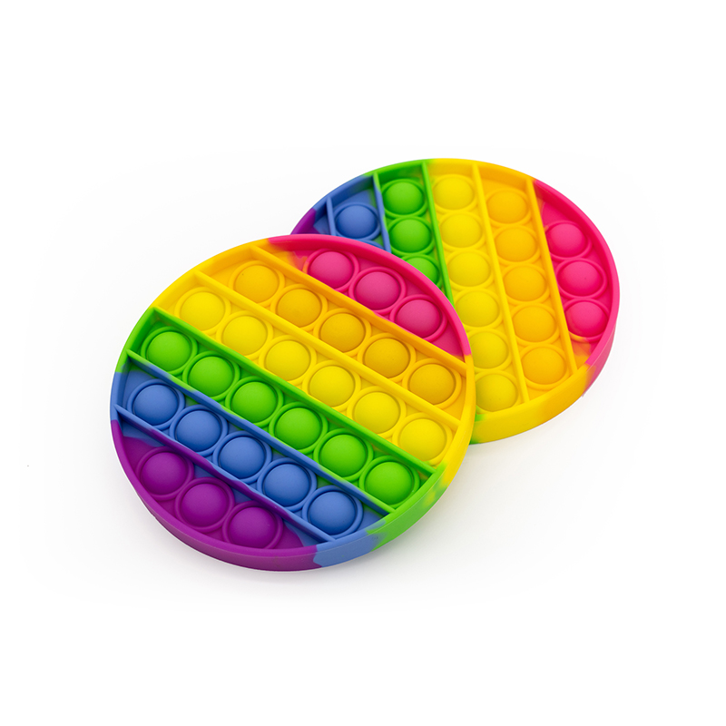 Amazon Hot Sale Silicone Stress Relieve Sensory Rainbow Push Bubble Pop It Game Fidget Toy