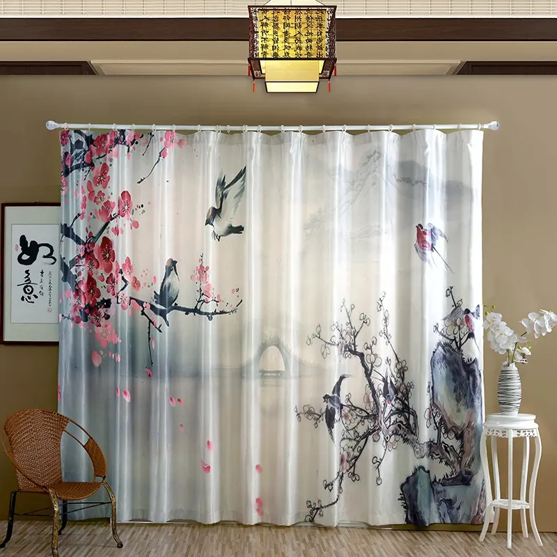 Chinese Style 3D Digital Printing Window Curtain