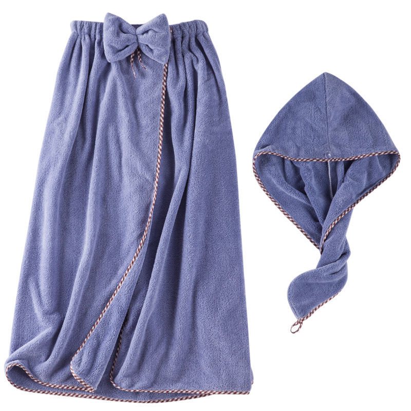 Custom Bowknot Design Soft Bath Dress Towel Bath Spa Set Hair Towel And Bath Wrap Set