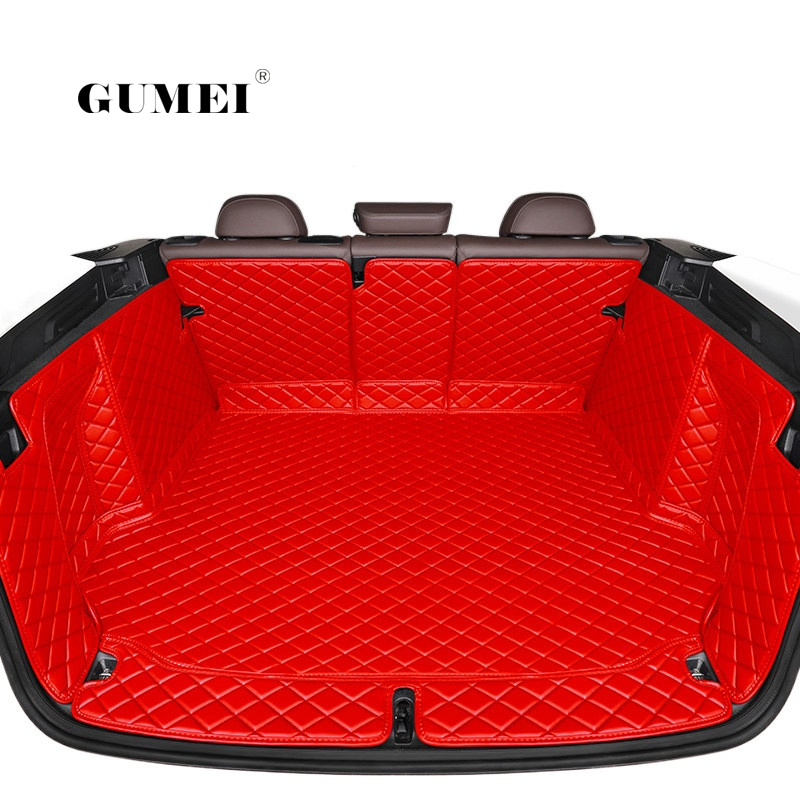 Luxury Waterproof All Surrounded Non-slip Leather Rear Car Trunk Mats for Red Rear Trunk Car Floor Mats