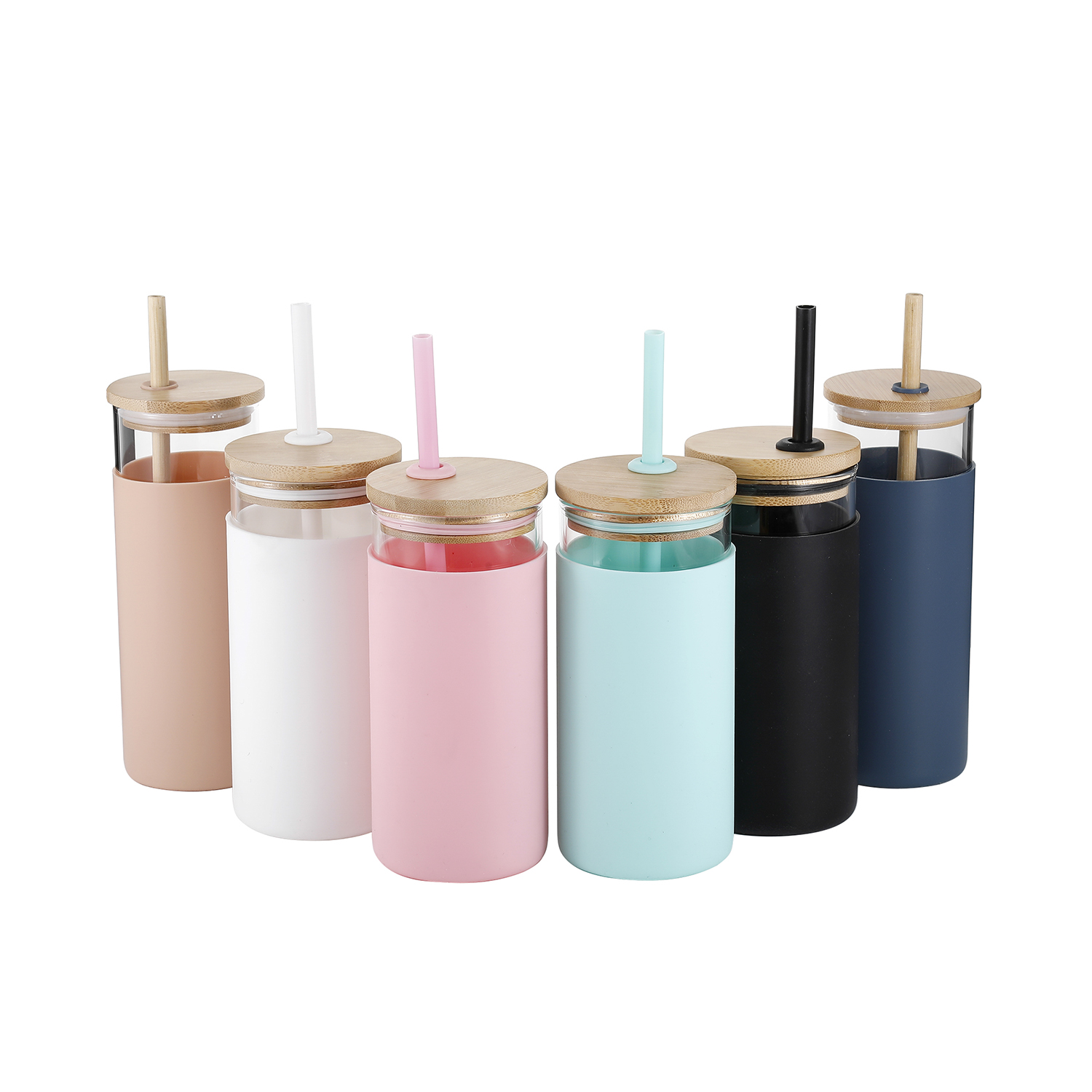 20 oz Reusable Glass Milk Cup Water Tumbler with Straw and Bamboo Lid for Kids