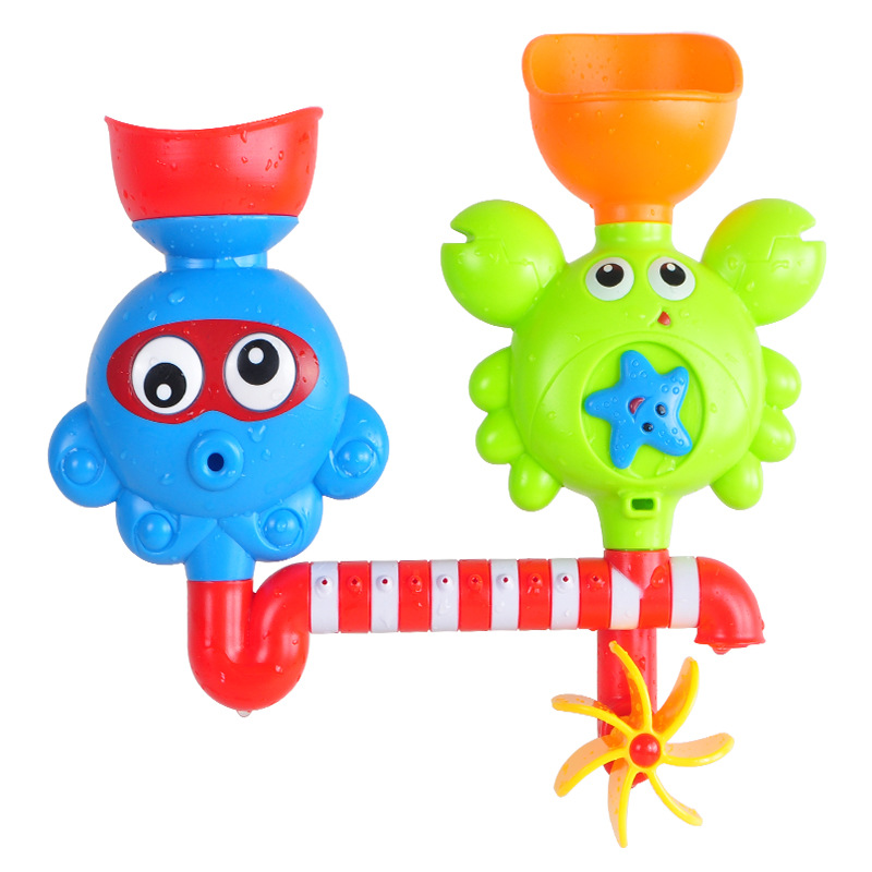 2021 Funny Kids Bathroom Playset Octopus Crabs Waterfall Station Sprinkle Water Play Bath Toy For Kids
