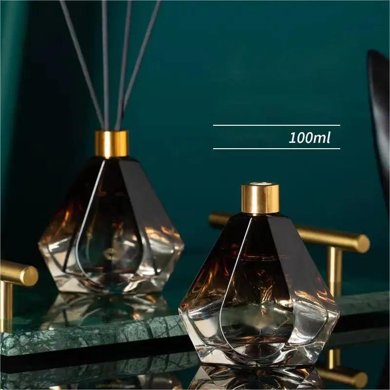 Luxury Crystal Glass 100ML Reeds Diffuser Fragrance Aromatherapy Bottle With Screw Lids And Reeds
