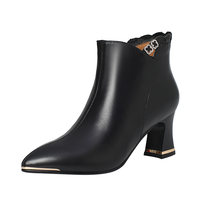 K251 Mature high quality ladies ankle boots 6.5 cm heels women genuine leather shoes