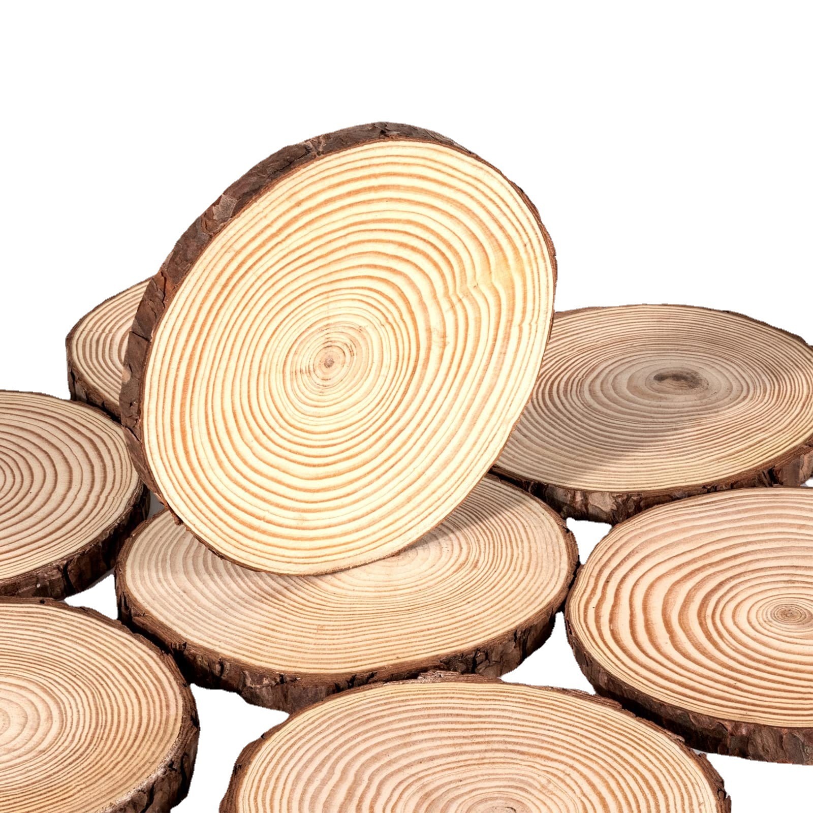 DIY Craft Unfinished Natural Wood Slices Round Pine for Wooden Decoration Signs Tree Bark Log Circle for Christmas DIY Crafts
