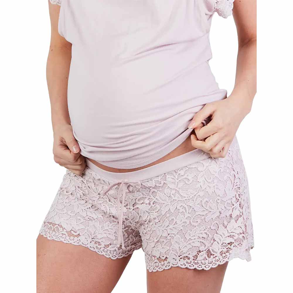 New Arrival Maternity Clothes OEM ODM Viscose Lace Cute Scalloped Hems Maternity Pajama Shorts