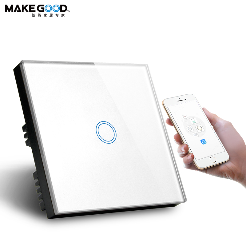 MakeGood 1Gang Кристалл Wifi переключатель умный дом TUYA переключатель света Alexa и Google Home сенсорный переключатель