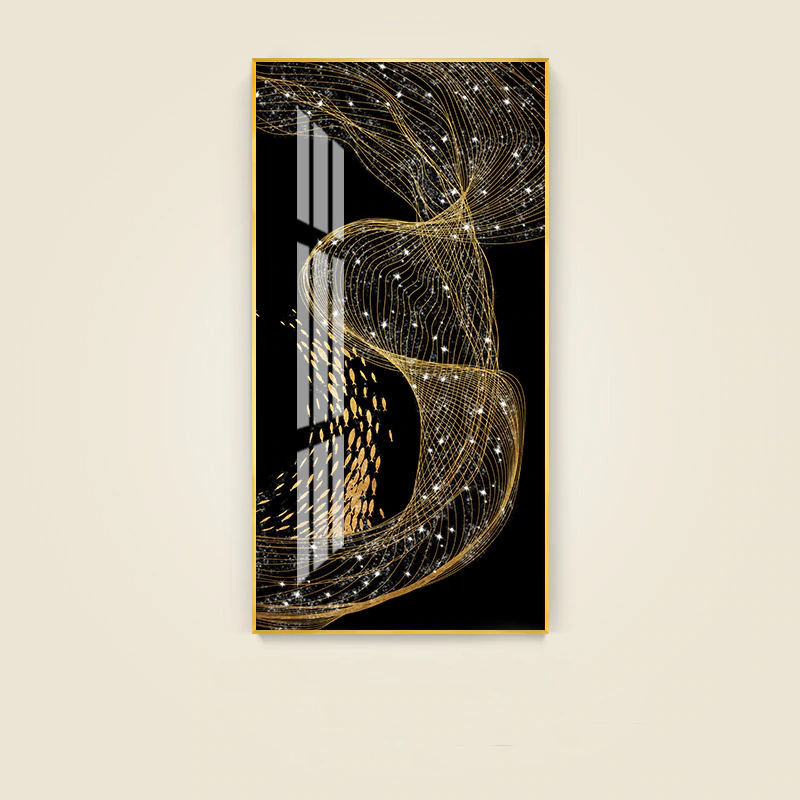 Stars Golden line Paintings 5D Crystal Porcelain Painting Golden fish Diamond inlay Painting Living room High-grade Home Decor