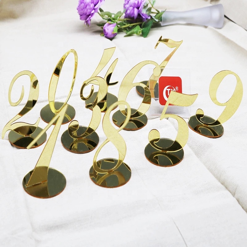 TX Personalized Table Numbers 1-30 With Holder Number Shape Perfect Acrylic Table Numbers For Wedding Reception and Decoration