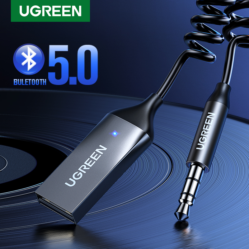 UGREEN BT приемник 5,0 адаптер со системой «Хендс-фри» и Bluetooth для автомобиля с разъемом подачи внешнего сигнала AUX 3,5 мм Jack стерео музыка беспроводной приемник для автомобиля