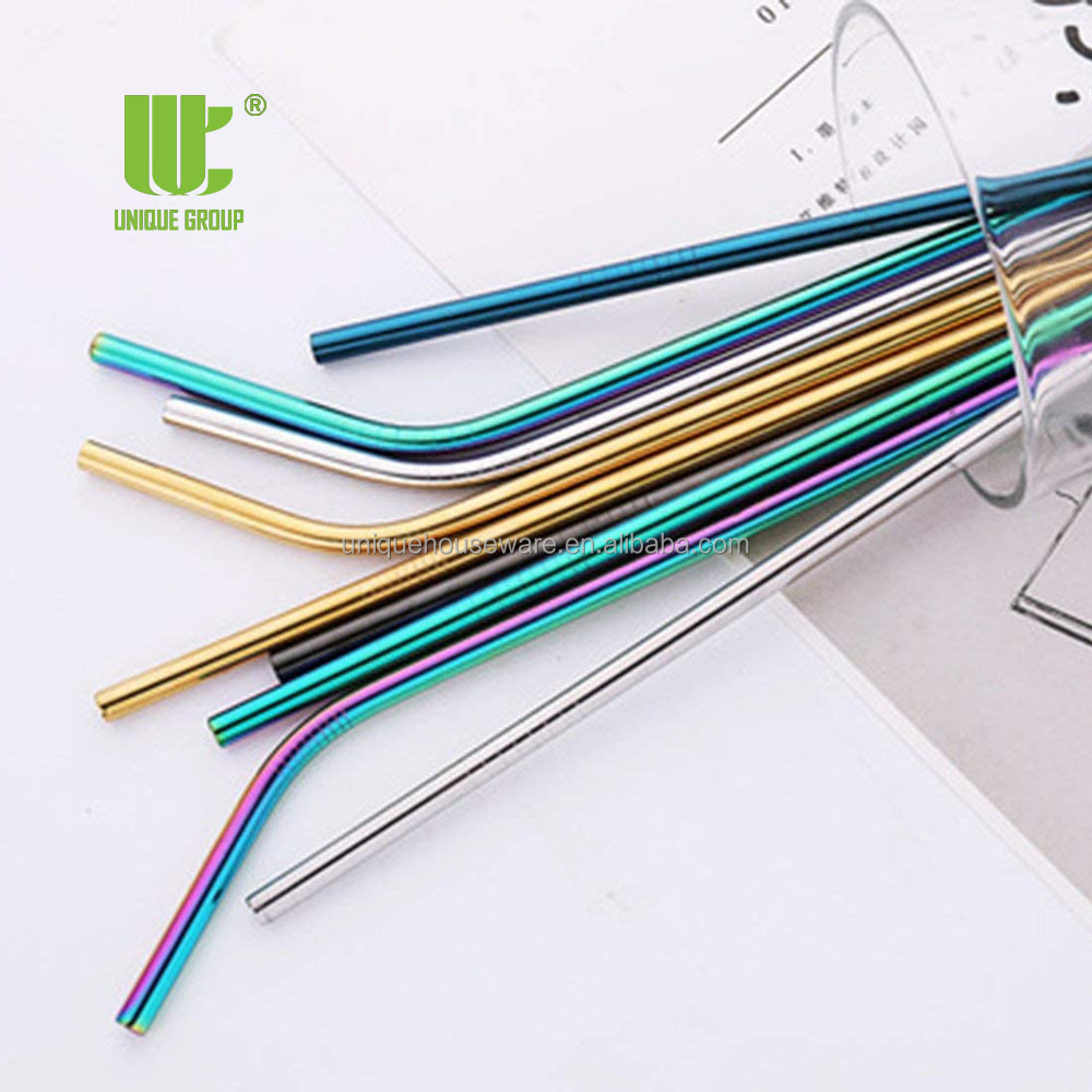 8mm Diameter Stainless Steel Straws Silicone Flex Tips Cleaning Brushes Portable Bag Available Travel Drinking Straws Set