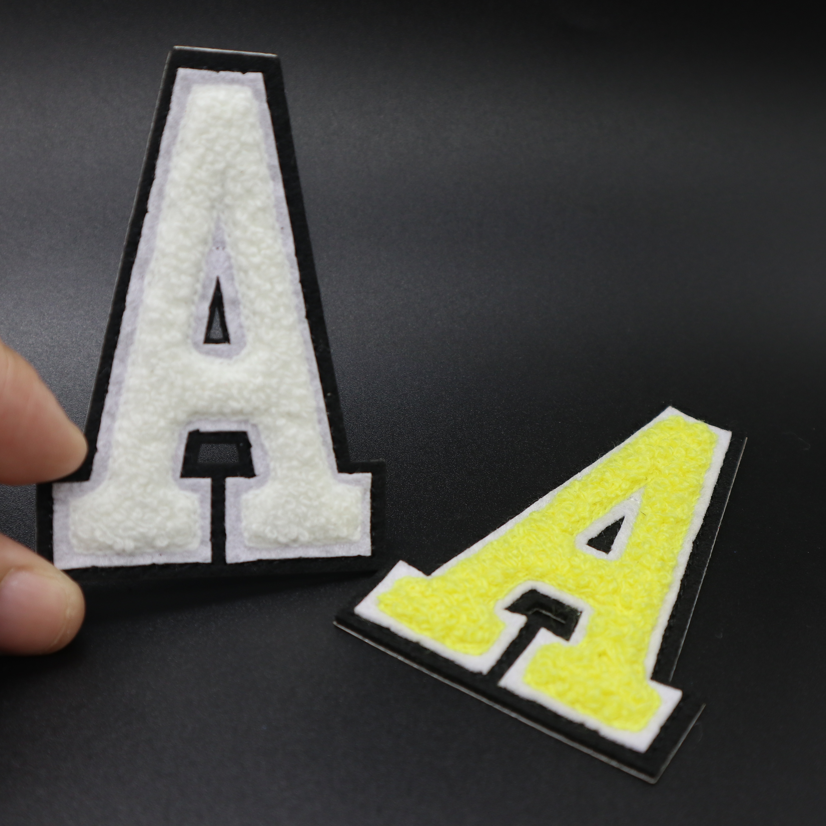High quality Glitter Chenille Patches /Towelling Glitter Letter Patches for Bag/ Custom Logo Letter Patches Chenille Towel Patch