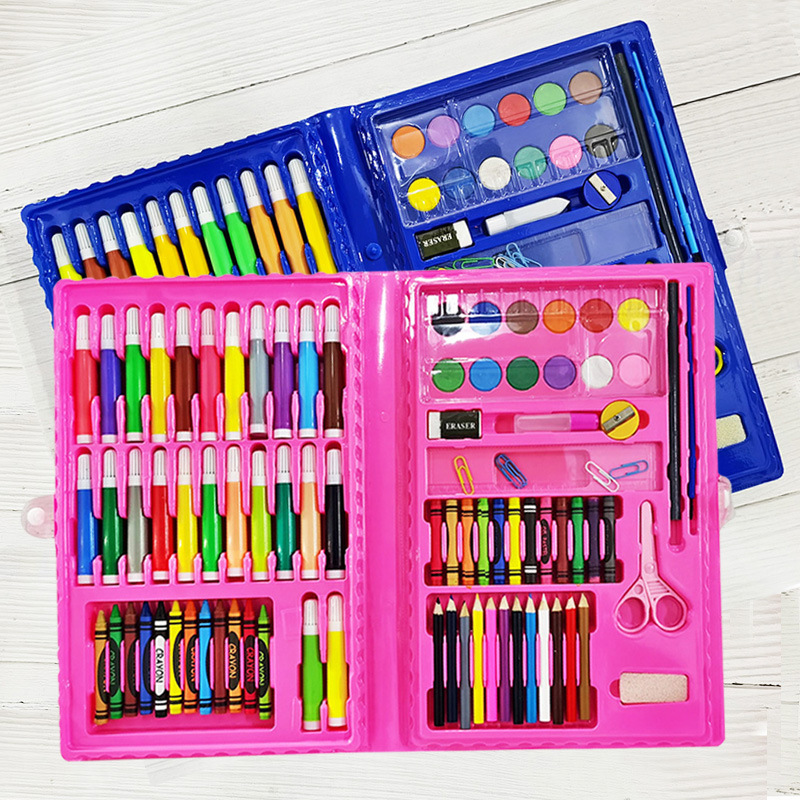 86pcs Детская игра Сделай Сам портативное художника цвета; Брюки-карандаши; Маркер для белой доски для рисования Рисование стационарный подарок набор игрушек