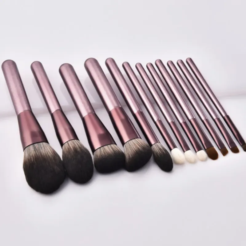 Hot selling wholesale low MOQ cheap free sample private label 12pcs makeup brush set