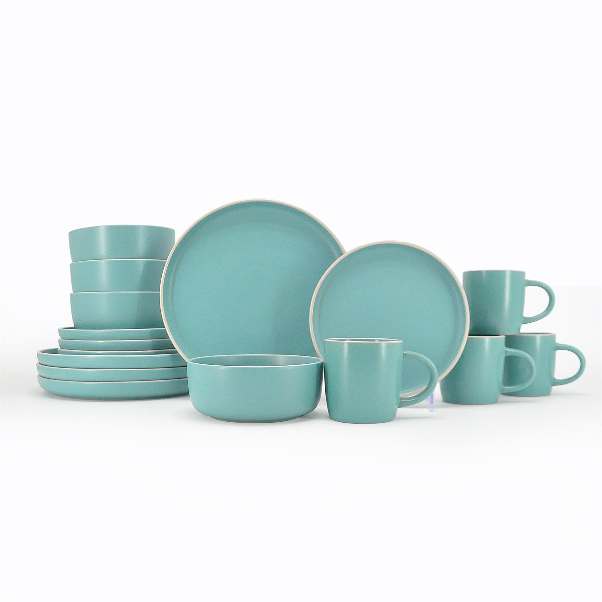 Standing and white edge color glaze ceramic tableware nordic simple 16 pcs dinnerware color box packaging handpainted plate