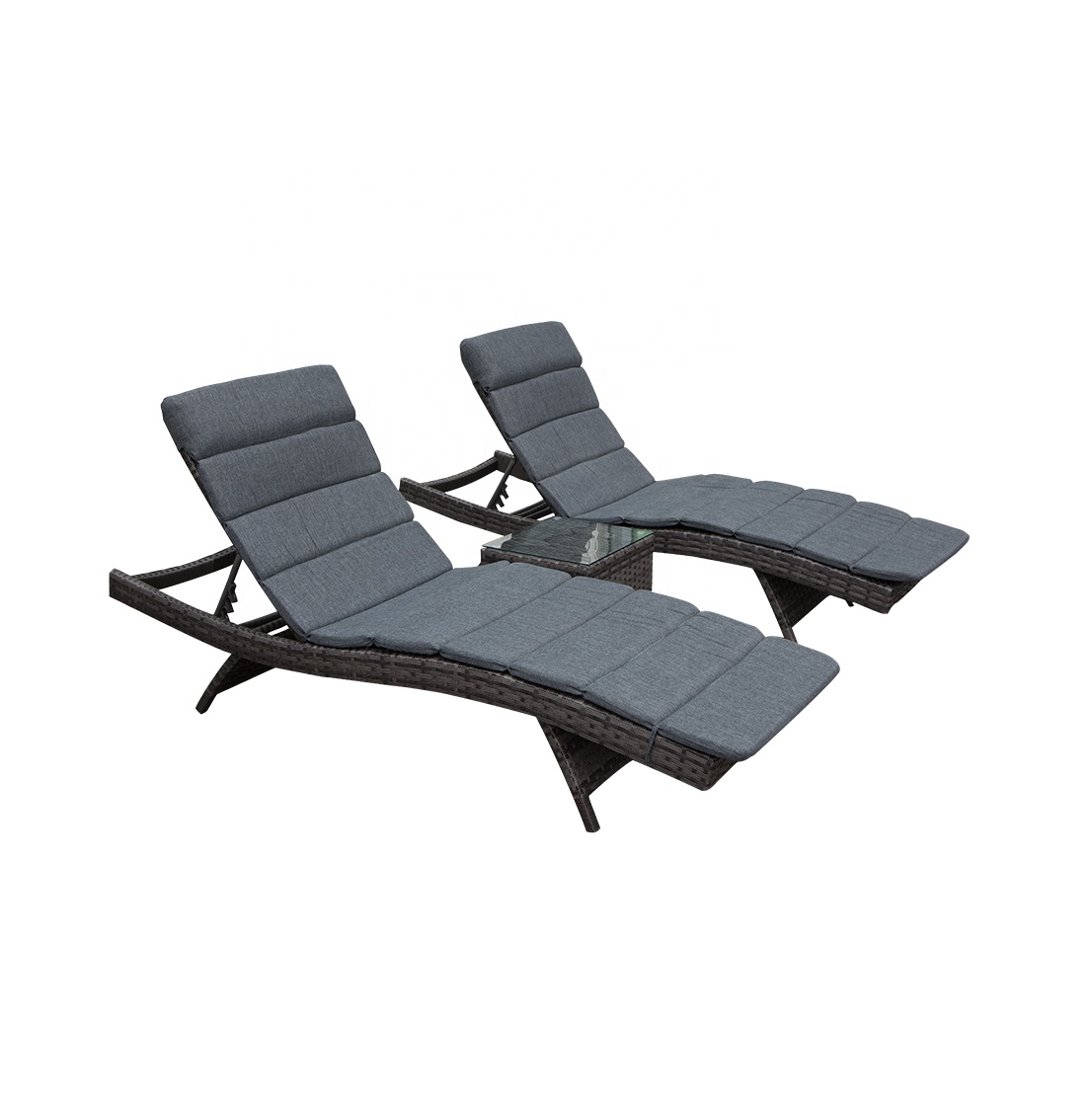 Aluminium Tube Rattan Adjustable Back Furniture Outdoor Lounger Garden Sets