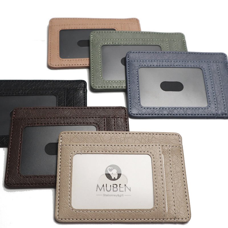 Custom logo leather slim credit card wallet holder