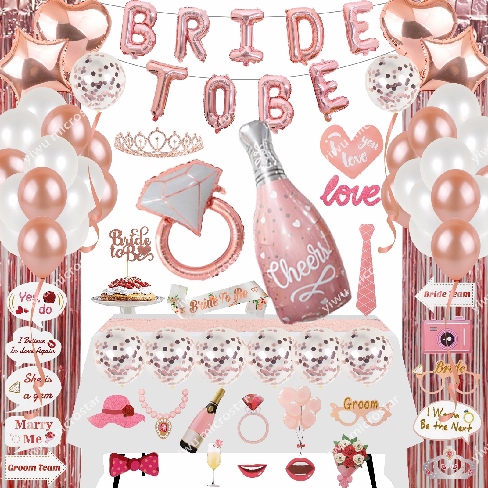 Wedding Gifts Bridal Shower Accessories Bachelorette Party Decorations Naughty Rose Gold Bridal Shower Party Decor Supplies Kit