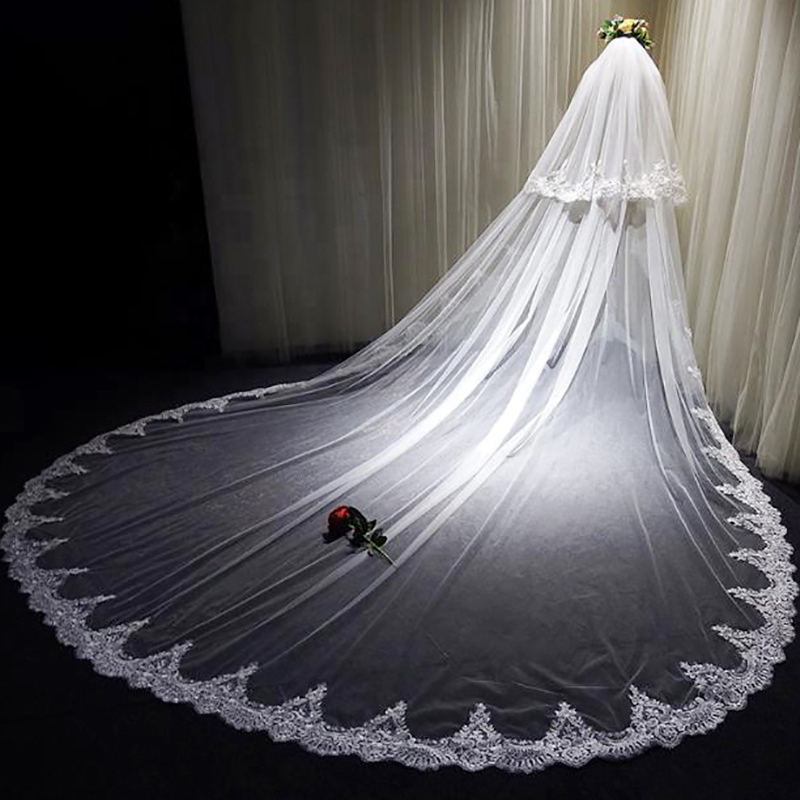 Romantic Long Veils Bridal Veil with Embroider Wedding Veil
