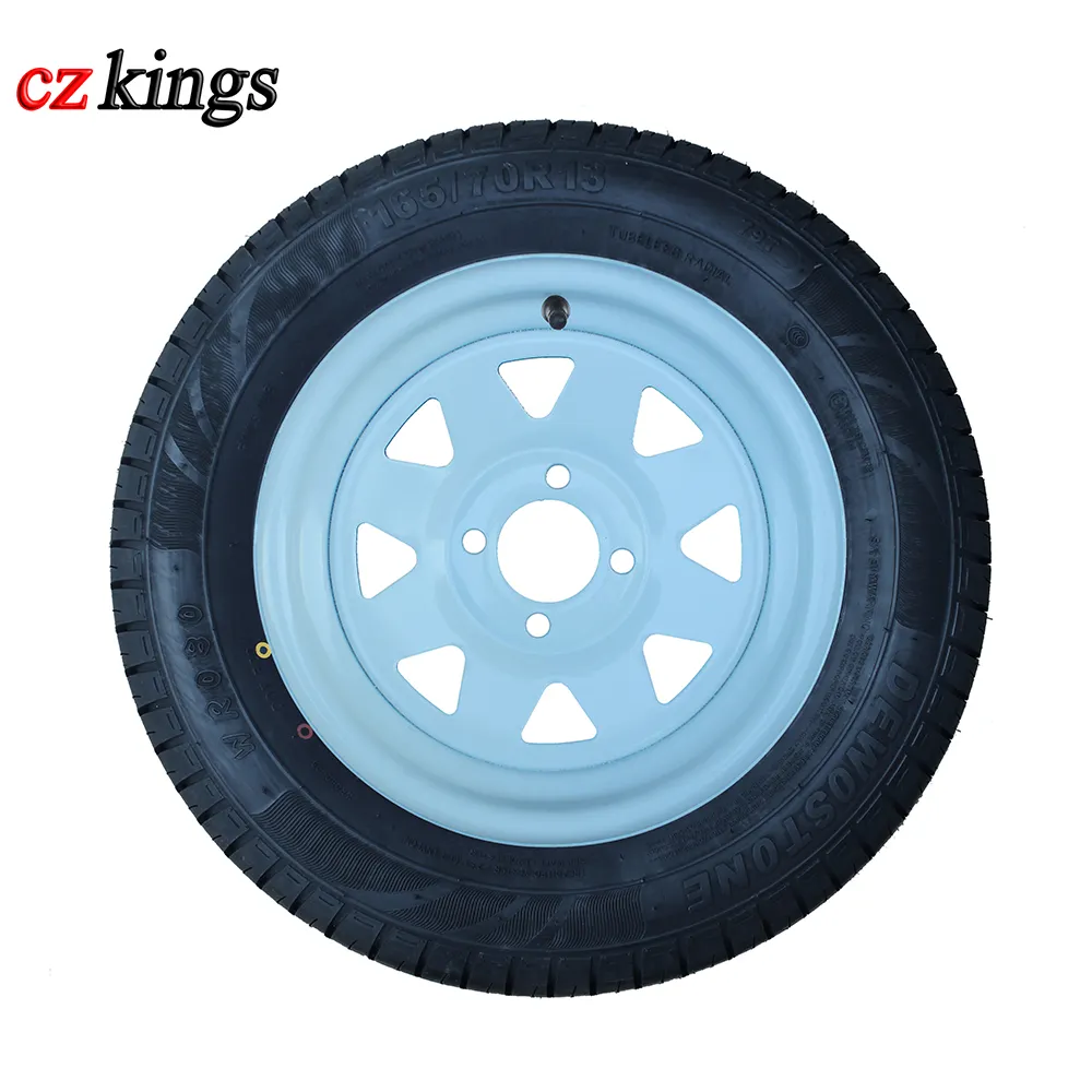 factory supplier 165/70R13 light truck trailer tire with white coated steel wheel