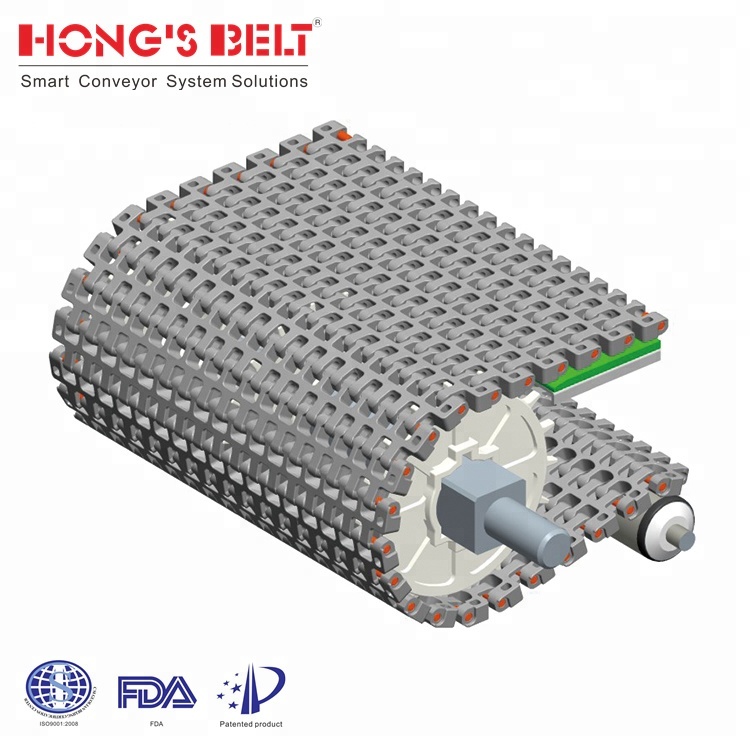 Radius Modular Plastic Conveyor Belt 90 degree flex flush grid conveyor belt HS-500B