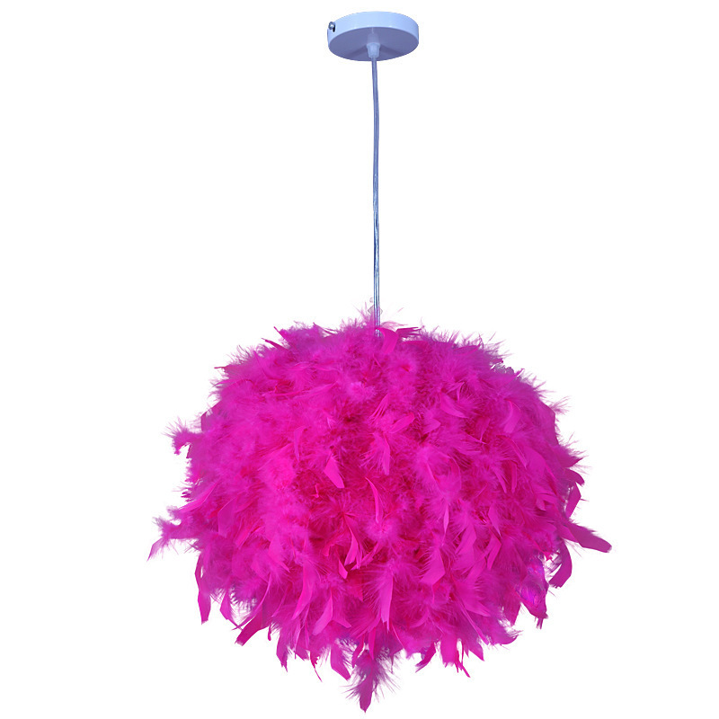 Decorative Chicken Feather Pendant Light Handmade Fabric Lantern Hanging Shade For Living Room Bedroom Illumination