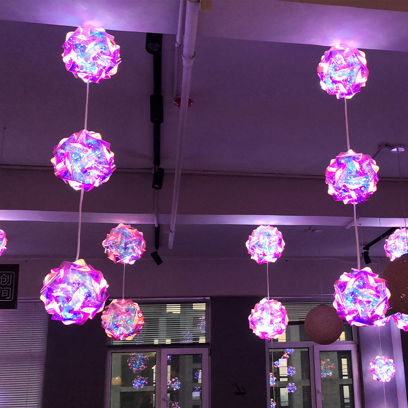 Christmas New Year's Day shop decoration magic color ball lamp jewelry shop gold shop show window suspended ceiling layout
