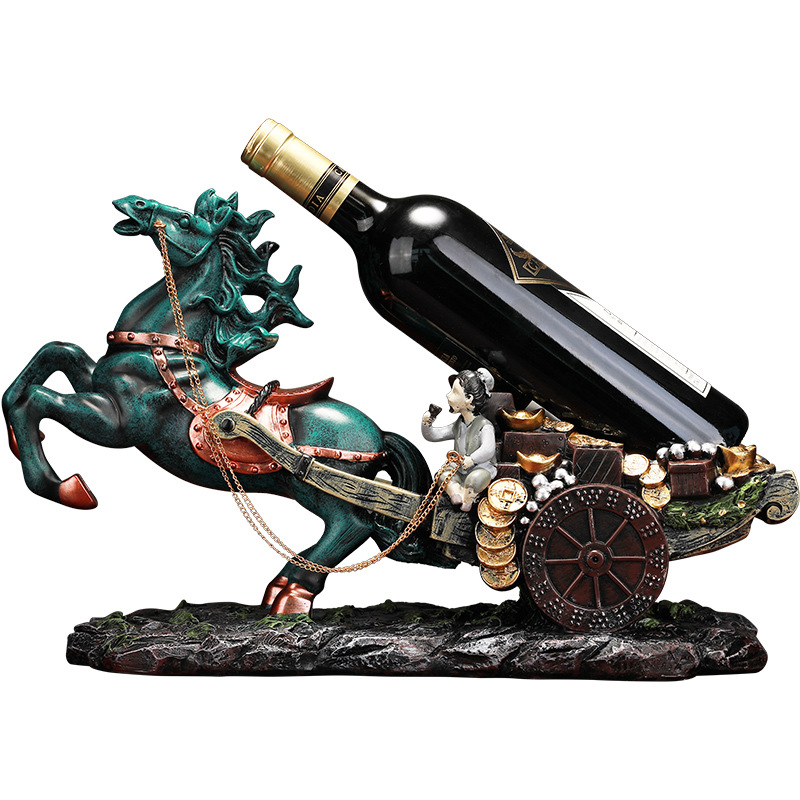 Wholesale Wine Rack Home Decor Modern Wine Cabinet Crafts Table Horse Wine Rack Decorations