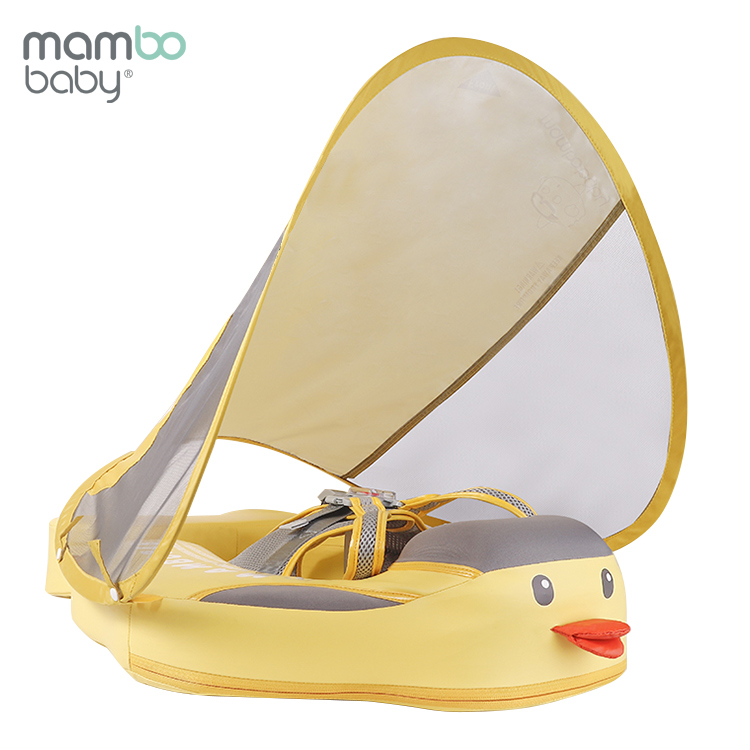 Mambobaby, ненадувной однотонный детский нагрудный поплавок с солнцезащитным навесом и хвостом