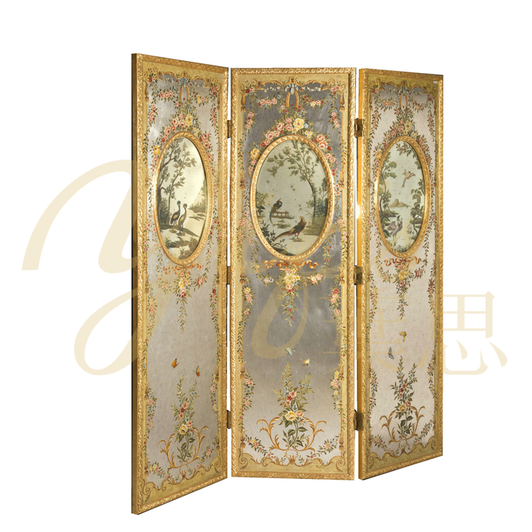 Yips LD-1203-0403 европейская серия ручная роспись цветочный узор на серебряном листе фон для гостиной 3 шт. экран