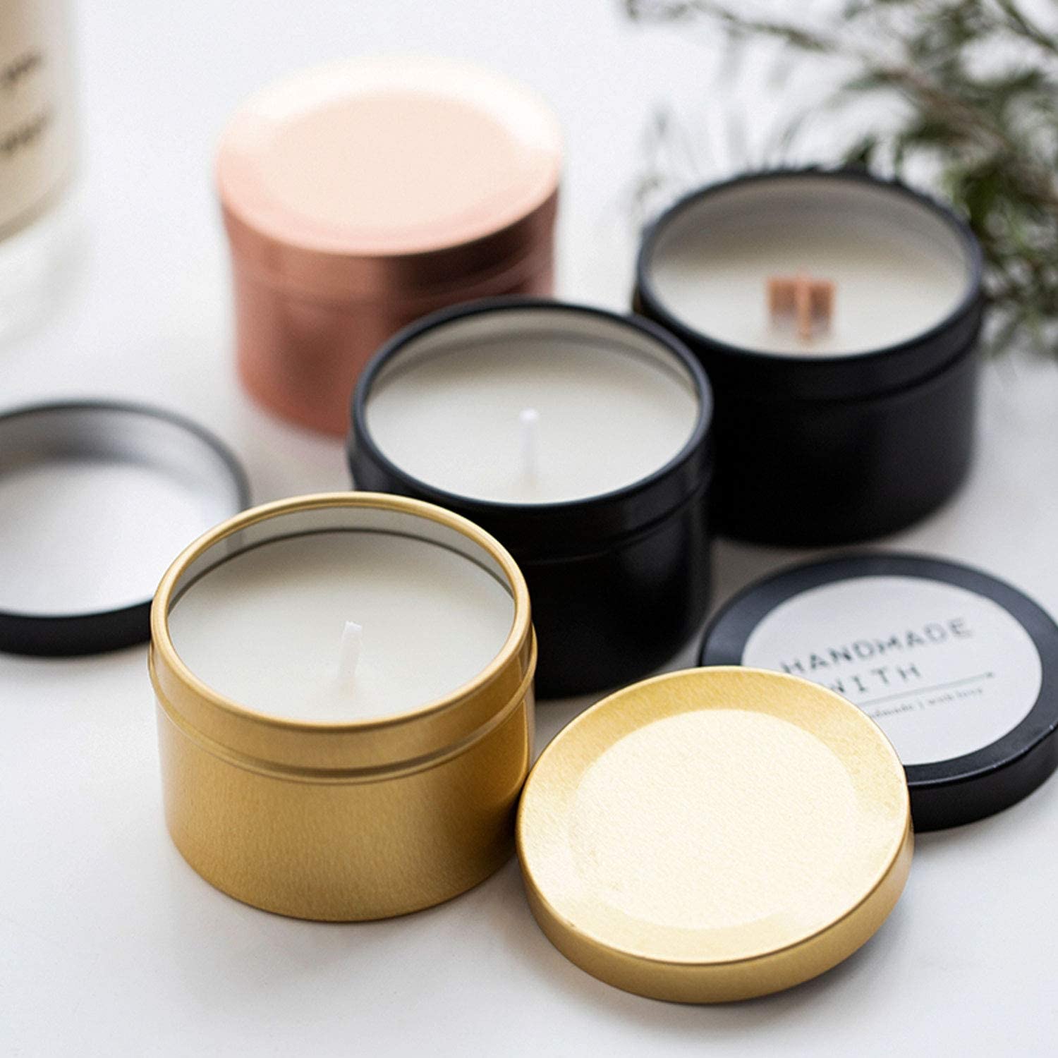 Eco Friendly 1oz 2oz 4 oz 8oz Black Aluminium Metal Containers Candle Tins Cans Round for Candle Making Cosmetic Cream Spices