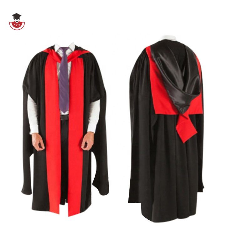 Best selling top Quality black adult High Quality Australia uk doctoral phd Hood Wholesale graduation gowns