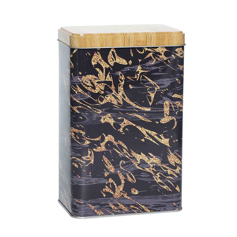 Food Grade Square Tin Can With Marble Design