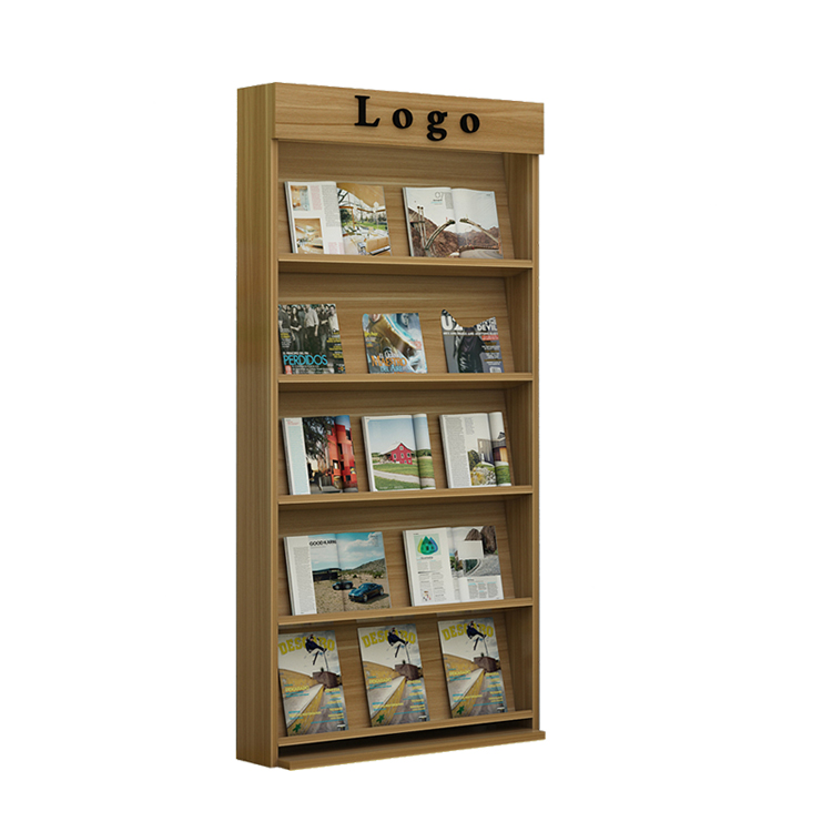 Wood magazine rack magazine display shelves floor stand advertising display newspaper magazine